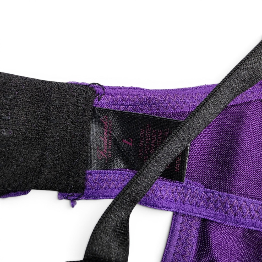 Vintage Frederick's Hollywood Delta Gia Teddy Bodysuit Purple Lace Up NWT Large - Picture 5 of 6